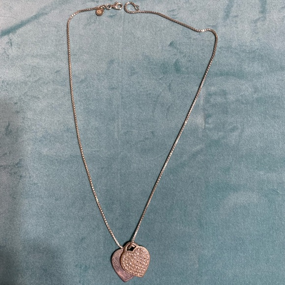 Sterling Silver Double Heart Necklace - Picture 1 of 5